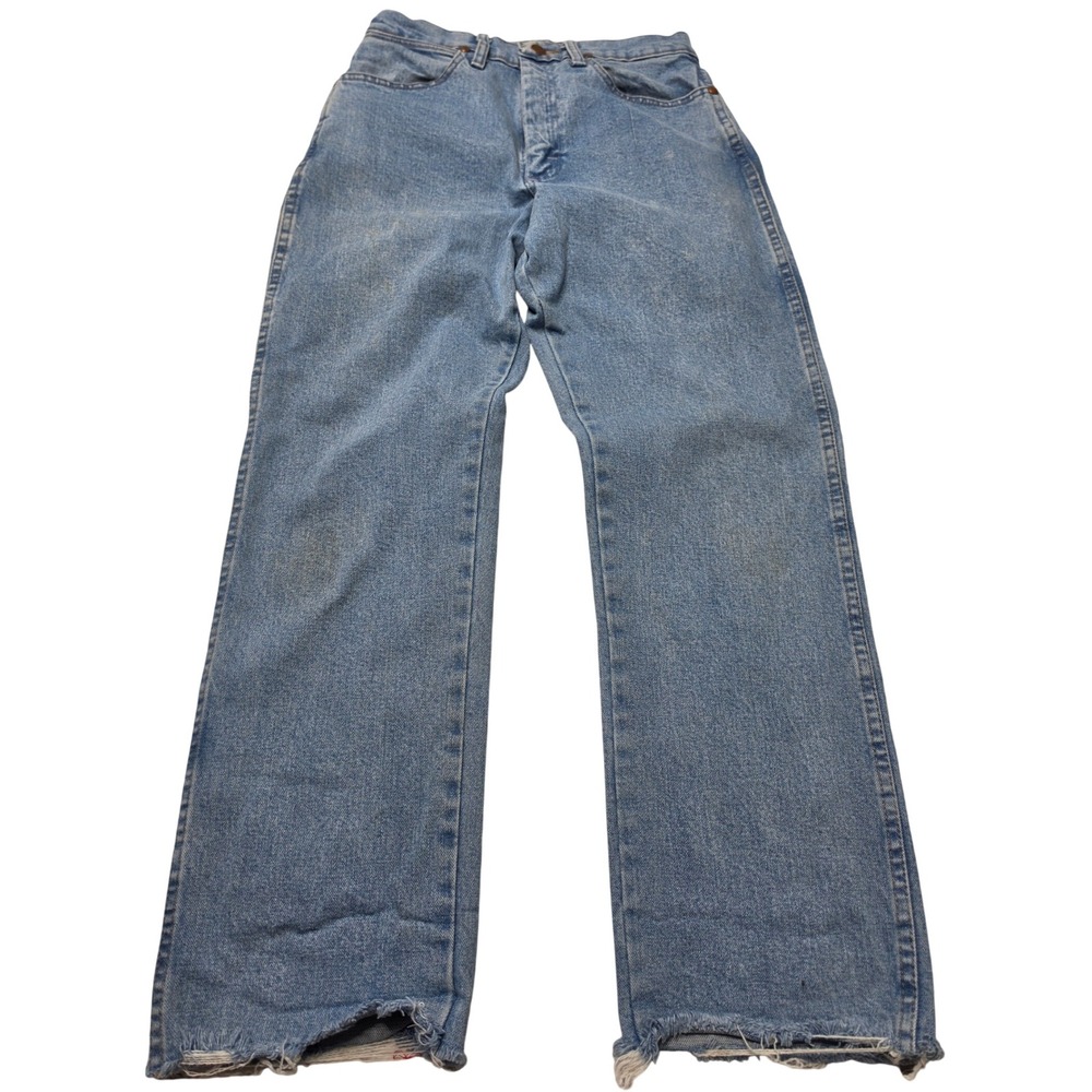 Wrangler High Waisted Straight Leg Light Wash Jeans 1014MWZAT 28x30 Frayed Hem